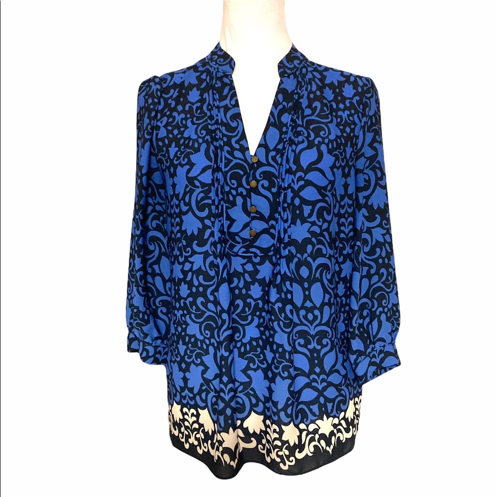 Banana Republic Blue Floral Tunic Blouse